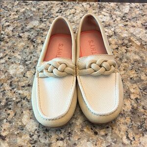 Rothy's Cream Loafers with Braided Detail